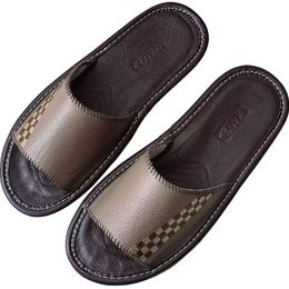 Men's Slippers High-Quality Indoor Floor Soft Sole Comfortable Non-Slip Deodorant Leather Sandals Special Price