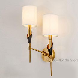 Wall Lamps Modern Fabric Lamp Gold Sconce Lights For Home Bathroom Bedroom Light Fixtures Living Room Stairs Indoor