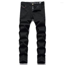 Men's Jeans 2023 Europe Fashion For Men Casual Stretch Slim Fit Button Black Denim Pencil Pants