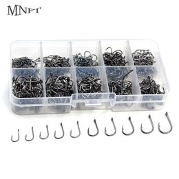 Fishing Hooks MNFT 500Pcs Mixed Size Fishing Hook # 3~12 Carbon Steel Carp Fishhook Jig Barbed With Hole Golden Black Electroplated Fishhooks P230317