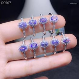 Cluster Rings The Gift For Your Girl Friend Real And Natural Tanzanite 925 Sterling Silver Fine Jewellery