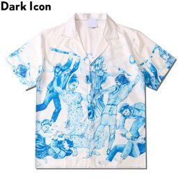 Mens Casual Shirts Dark Icon Printed Hawaiian Shirt Men Summer Vintage Polo Shirt Street Fashion Mens Shirts Short Sleeve 230323