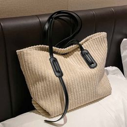 Shoulder Bags Corduroy Handbags for Women New in Side Bag Vintage Large Shopper Shopping Zipper Totes Winter 230322