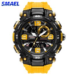 Wristwatches SMAEL Top Luxury Watches Men Dual Display Watch Waterproof Men's Sport Wristwatch Mens Military Army Clock Male Stopwatch 1921 230324