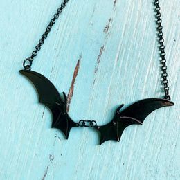 Dangle Earrings Black Bat Wing Necklace For Women Men Gothic Vampire Neckalce