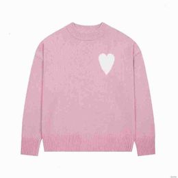 Paris Fashion Mens Designer Amies Knitted Sweater Embroidered Red Heart Solid Colour Big Love Round Neck Sweaters for Men and Women Wdy6