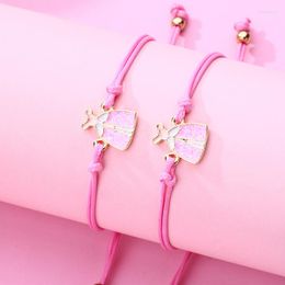 Charm Bracelets Luoluo&baby 2Pcs/Set Cartoon Pink Dress Friends Charms Bracelet Adjustable Chain For Kids Girls Jewellery