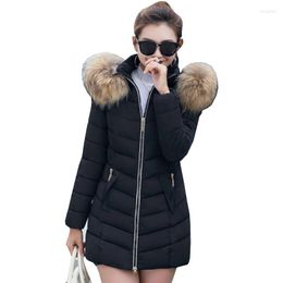 Women's Trench Coats Winter Detachable Fur Collar Jacket 2023 Long Hood Warm Feather Cotton Coat Casual Plus Size Ladies Wadded Overcoat