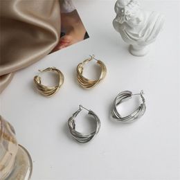 Hoop Earrings Origin Summer Unique Design Alloy Irregular Geometrical C Shape Earings For Women Minimalist Twisted Jewellery