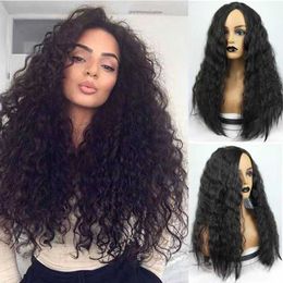 New type wig Women's long curly hair Fashion chemical Fibre wigs Small curly hair Medium split corn perm230323