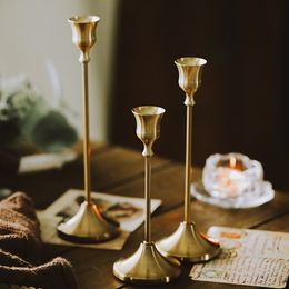 Candle Holders 3PcsSet European style Metal Candle Holders Simple Golden Wedding Decoration Bar Party Living Room Decor Home Decor Candlestick 230324