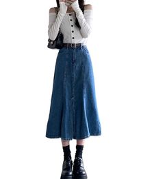 Ladies skirts Denim high waist mermaid fashion midi long bodycon skirt SMLXL