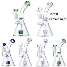 7Inch showerhead perc Glass Bongs 14mm Female Joint beaker bong Hookahs 5mm Thickness Water Pipes with Bowl Oil Dab Rigs For Thick Oil LXMD21402