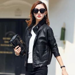 Women's Jackets 2023 Solid Fall Women Bike Coat Faux Leather Outwear Zipper Outfit Spring Autumn Wome Fashion Short Pu black Female Jacket 230324