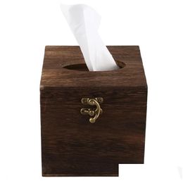 Tissue Boxes Napkins Wood Box Napkin Er Home El Pub Cafe Car Paper Holder Case Drop Delivery Garden Kitchen Dining Bar Table Decor Dhayj