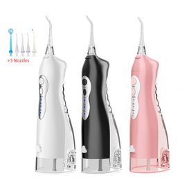 Other Oral Hygiene Irrigator USB Rechargeable Water Flosser Family Travel Gift Portable Dental Jet Tank proof 5 Nozzle 230324