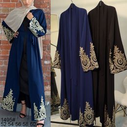 Ethnic Clothing Woman Muslim Abaya European and American Lace Fashion Cardigan Slim Robe Casual Turkey Caftan Saudi Dress 230324