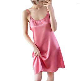 Casual Dresses Satin Silk Women Mini Dress Strap Sexy Slit Backless Streetwear Autumn Winter Party Clothes Elegant Dinner Vestidos