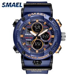 Wristwatches SMAEL Sport Watch Men Waterproof LED Digital Watches Stopwatch Big Dial Clock For Male 8038 relogio masculino Men Watches Quartz 230324