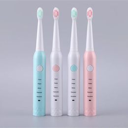 Electric Toothbrush USB Charging Rechargeable Sonic Tooth Brush Waterproof Tooth Cleaner Teeth Whitener With 4Pcs Replacement Head DHL Free