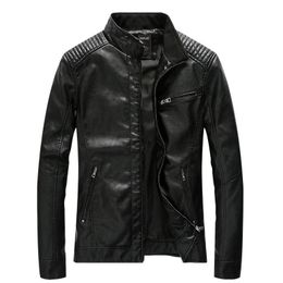 Men's Leather Faux LUKER CMSS Mens Fashion Jacket Slim Fit Stand Collar PU Male Antiwind Motorcycle Zipper s Men 230324