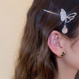 Sparkly Crystal Butterfly Hair Clip Women Butterfly Tassel Barrettes Fashion Hair Accessories