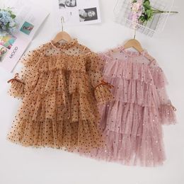 Girl Dresses Spring Dress For Princess Long Sleeve Dot Lace Cake Toddler Party Clothes Children Wear