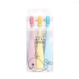 Bath Accessory Set 3pcs Children Kids Oral Cleaning Toothbrush Soft Bristles PP Handle Training Toothbrushes