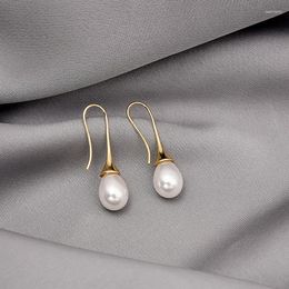 Dangle Earrings Female Vintage Pearl 2023 Gold Colour Water Drop Concise Style Versatile Classic Personality Women's Ear Jewellery