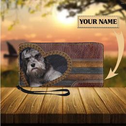 Wallets Cute Schnauzer Animal Pattern Women Wallet Personalised Purse With Zipper Long Travel Girls Card Holder Multifunction Cash Case