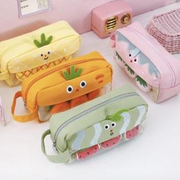 Pencil Bag Large Capacity Easy To Pull Canvas Student Case For Travel