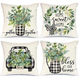 Pillow Case Spring Covers 18X18 Set Of 4 Decorations Farmhouse Throw Pillows Home Decor For Couch