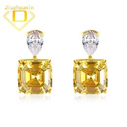 Ear Cuff Product Original Design 925 Sterling Silver Yellow Square Zircon Crystal Gem Fashion Trend High Sense Women's Earrings Weddi 230323