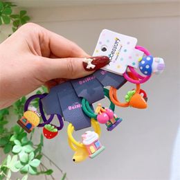 2 Pcs New Sweet Girl Princess Rubber Band Hair Accessories Fashion Korea Children Creative Cute Colorful Fruit House Hair Rope