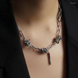 Pendant Necklaces Fashion Thorns Strip Necklace For Women Luxury Zircon Double Layer Clavicle Silver Colour Hip-hop Charm Neck Jewellery
