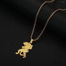 Pendant Necklaces Chandler Stainless Steel Leopard Necklace Gold Plated Tiger Jewellery For Men And Women