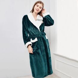 Women's Sleepwear Thick Warm Flannel Women Robe Nightgown Casual Long Sleeve Nightdress Winter Bathrobe Nightwear Plus Size Home Clothes