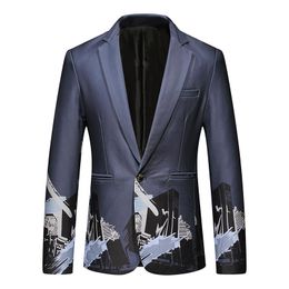 Men's Suits & Blazers 2023 Unique Print For Slim Fit Business Social Casual Suit Jackets Fashion Wedding Groom Dress Coat Male Clothing