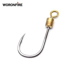 Fishing Hooks 2019 New Fishing Hooks 10pcs/lot High Carbon Steel Swivel Ring FishHooks 4# 6# 8# 10# 12# 13# 14# 15# 16# Spoon Lure Worm Hooks P230317