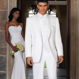 Men's Suits Arrival High Quality Shawl Lapel Men Tuxedos White Wedding For Slim Fit Groomsmen Formal