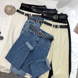 Women's Jeans Free Belt Vintage High Waist Harlan Jeans Women Students Korean Fashion All-match Female Loose Boyfriend Denim Pants 230325