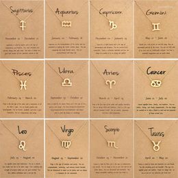 Pendant Necklaces Fashion Zodiac Necklace Simple Horoscope Collarbone Chain Short Student Jewellery Accessories Gift