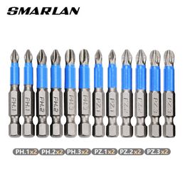 SMARLAN 12pcs Anti Non-slip Screwdriver Bit Set S2 Alloy Steel Magnetic Electric Impact 50mm PH1/PH2/PH3/PZ1/PZ2/PZ3