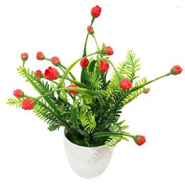 Decorative Flowers Artificial Potted Flower Plant Table Decor Faux With Pot For Home Garden Room Office