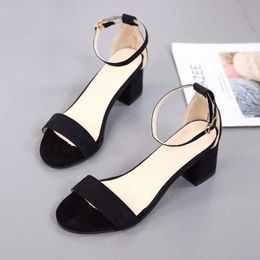 Sandals Comemore 55CM High Heel 2022 Trend Summer Suede Black Student Sandals Rome Footwear Elegant Woman Heels 42 Women's Casual Shoes Z0325