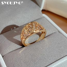 Wedding Rings Hollow 585 Rose Gold Flower Ring For Women 2023 Trend Exquisite Luxury Natural Zircon Vintage JewelrtWedding Toby22