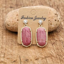 Dangle Earrings Natural Stone Rhodonite Women Bold Rhinestone Stud Earring Teen Girls Luxury Elegant Jewellery Bijoux A291