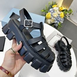 2023 Nappa Sandalo Nastro tecnico Monolith Designer Slides Sandalo per donna Ladies Summer Fashion Luxury Platform Slider Scarpe bianche nere