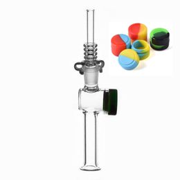 Wholesale Smoking Accessories 14mm 18mm Glass NC Colleter straw with Quartz Tip Smoking water oil burner dab rig bong withs silicone jar