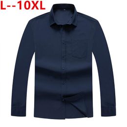 Men's Casual Shirts 5XL 4XL 8XL 6XL Large Size Business Dress Long Sleeved White Blue Black Red Smart Male Social Shirt Plus